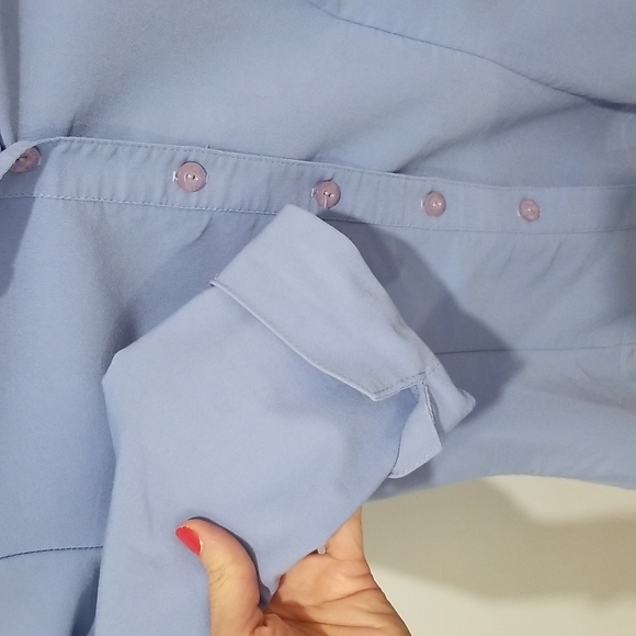 Blue 3/4 sleeve button down. - Picture 2 of 4